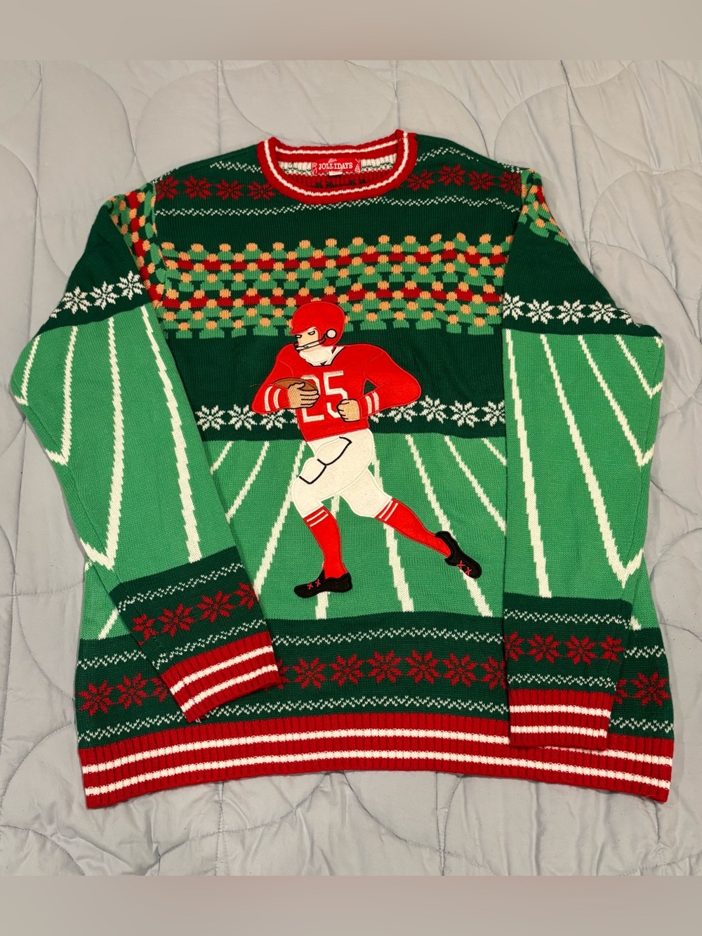 Jollidays Ugly Christmas Sweater Festive Football Holiday Pullover Crewneck 3XLT